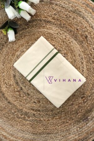 Parrot Green Puliyilakara Cotton Set Saree