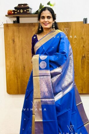 Blue Banarasi Katan Silk Saree