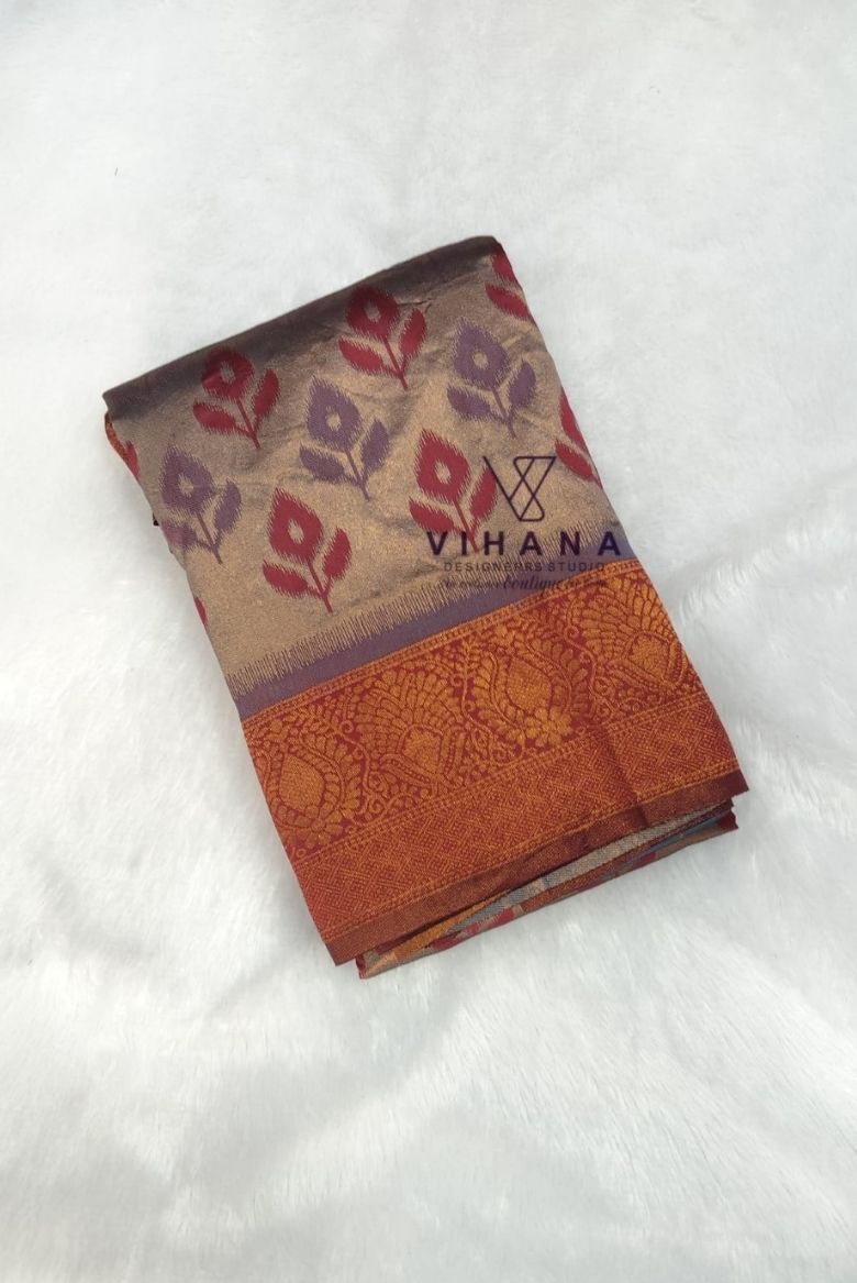 Grey Kanjipuram Silk Saree - Image 2