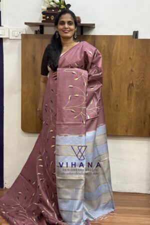 Kota munga embroidery silk saree