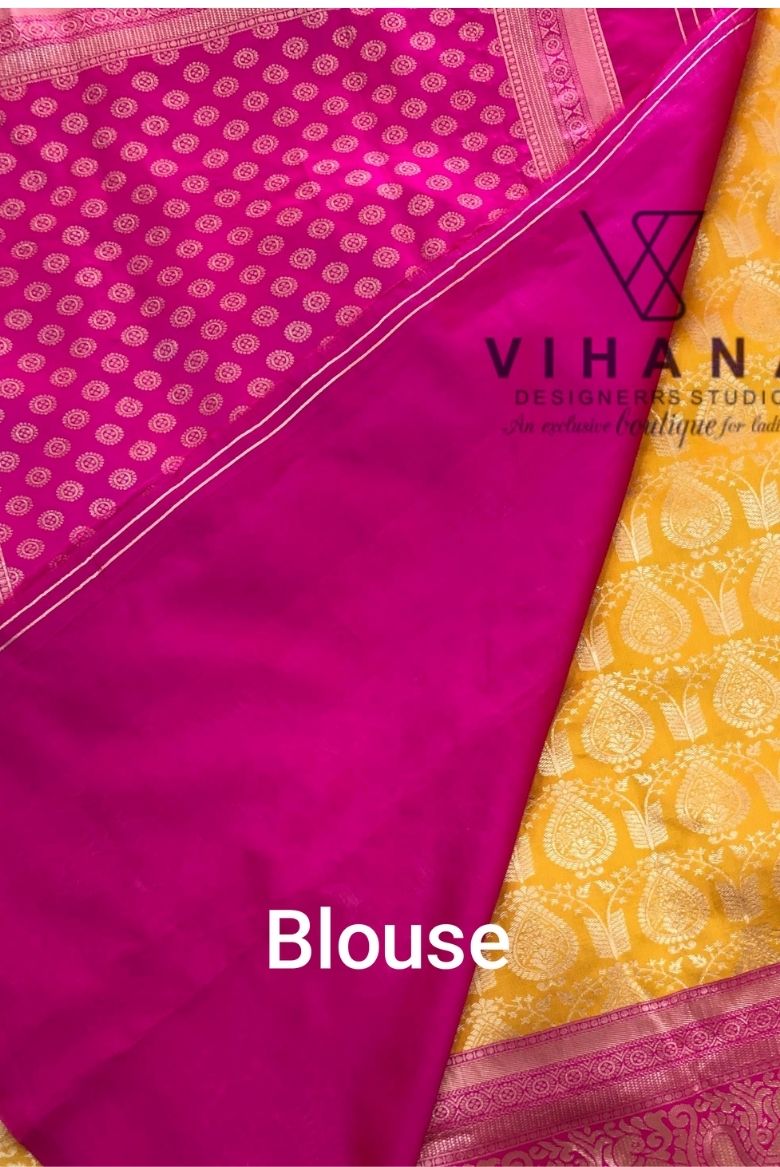 Yellow Soft Semi Silk Saree - Image 5