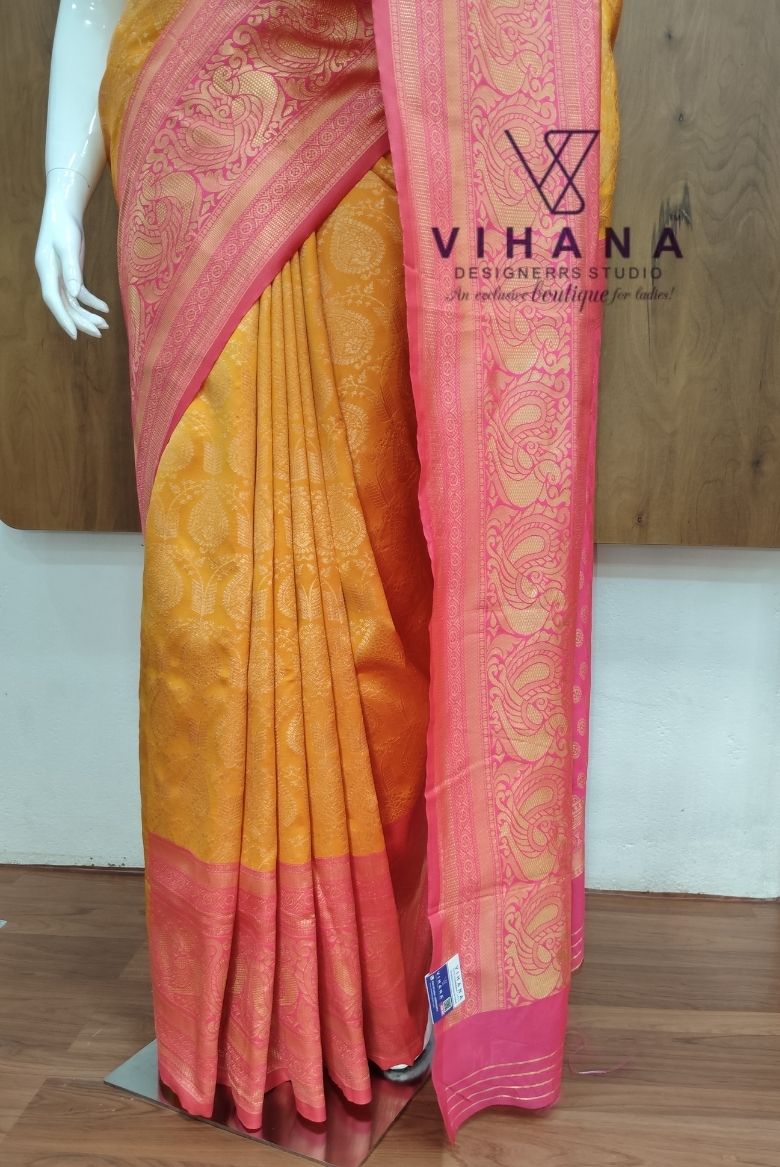 Yellow Soft Semi Silk Saree - Image 4