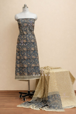 Classic Blue Bagru Hand Block Printed Cotton Salwar Suit Material