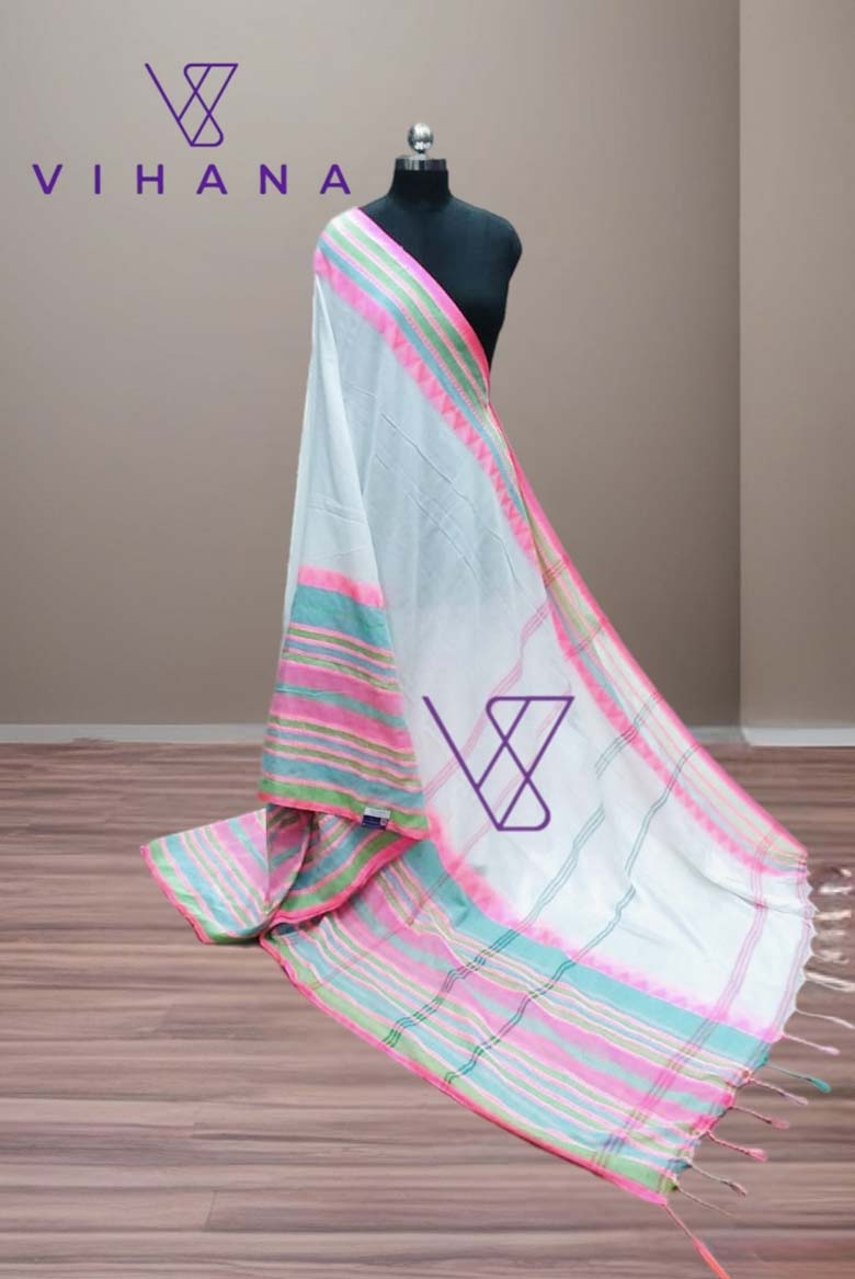 Begampuri Bengal Cotton Saree with Blouse piece - Image 3