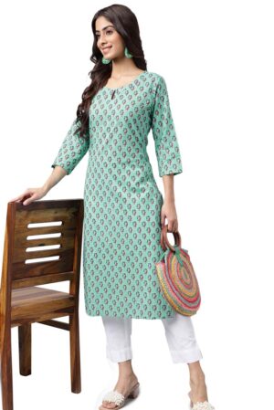 KARIGARI Floral Print Round-Neck Straight Kurta