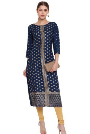 Blue color Rayon Print Kurta