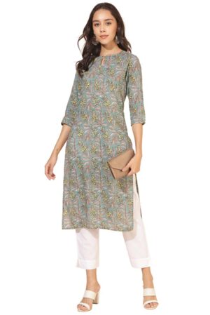 Sage Cotton Kalamkari Straight Kurta