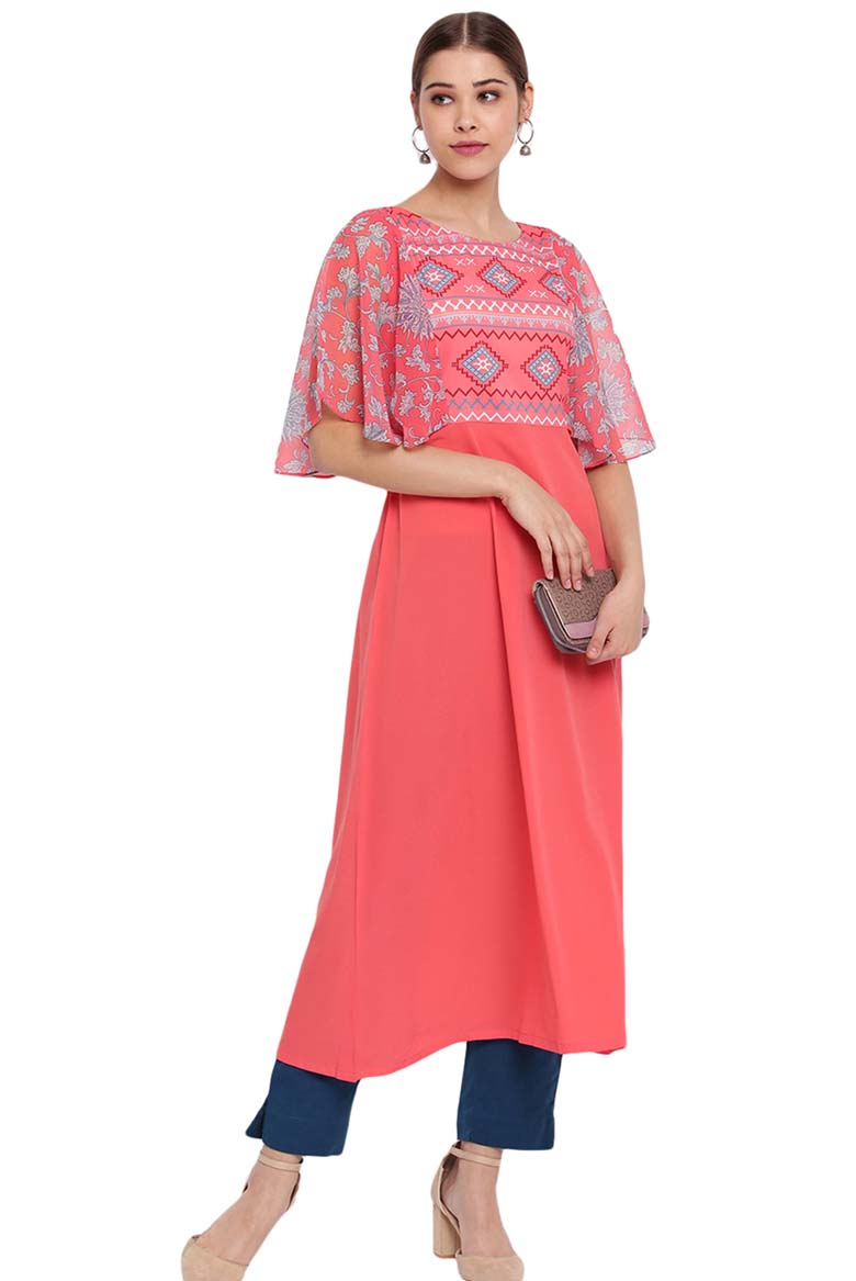 Coral Printed Flared Kurta