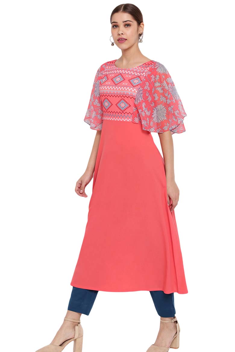 Coral Printed Flared Kurta - Image 2