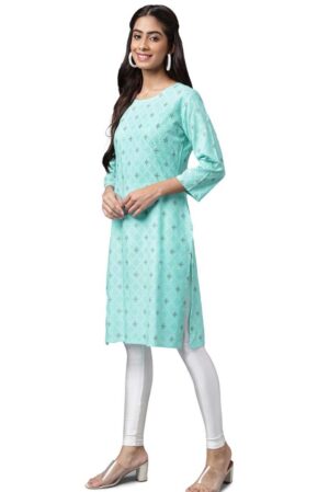 Women's Cotton Traditional Printed Kurta | Comfortable Trendy Ethnic Wear for Girl's (Green)