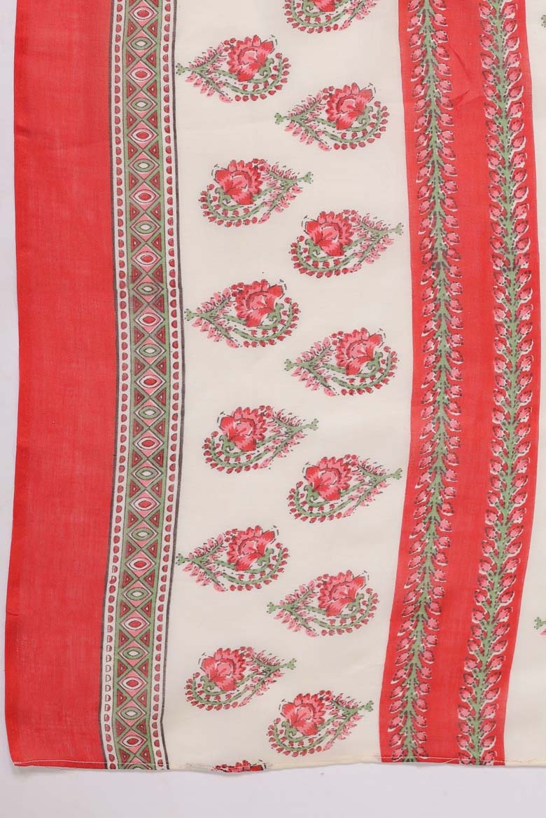 Cream Cotton Blend Ethnic Motifs Regular Kurta Set - Image 5