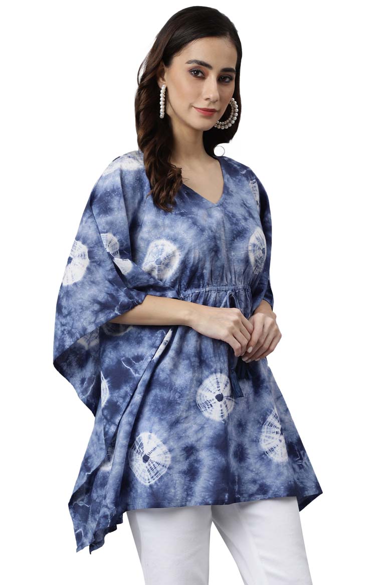 Navy Blue Cotton Tie dye Kaftan Kaftan Tunic - Image 2