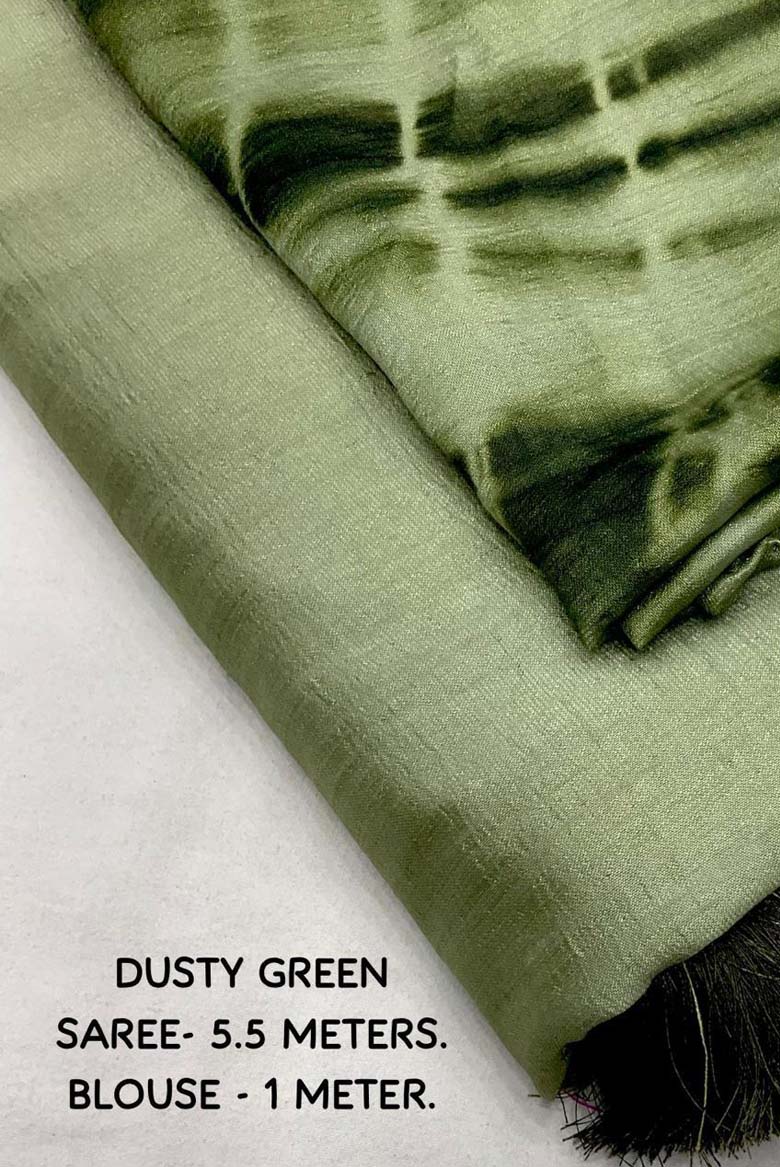 Tranquil beauty Dusty Green Vichitra Silk Saree (Color Dusty Green)