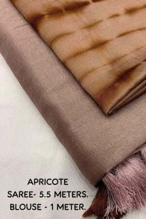 Vichitra Silk Saree with Unstitched blouse piece (Color-Apricot )