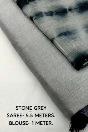 Vichitra Silk Saree with Unstiched Blouse Piece (Color- Stone Grey)