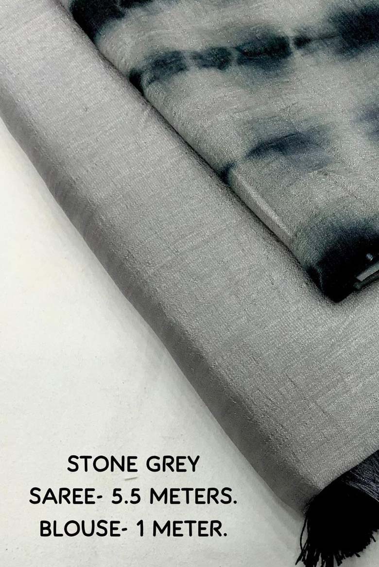 Vichitra Silk Saree with Unstiched Blouse Piece (Color- Stone Grey)