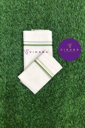 Parrot Green Puliyilakara Set Mundu