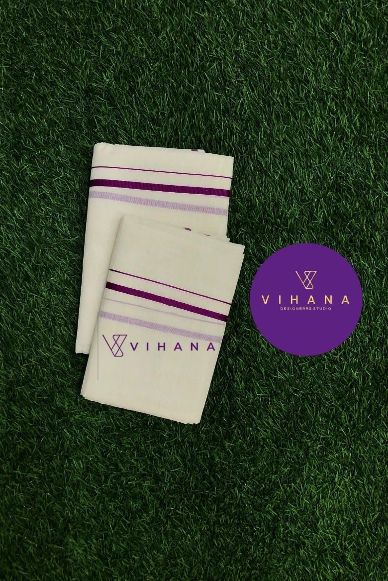 Puliyilakara Set Mundu with Magenta Kara