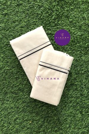 Puliyilakara Set Mundu with Thin Black Kara