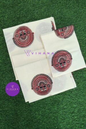 Kerala Traditional Cotton Set Mundu with Theyyam Print