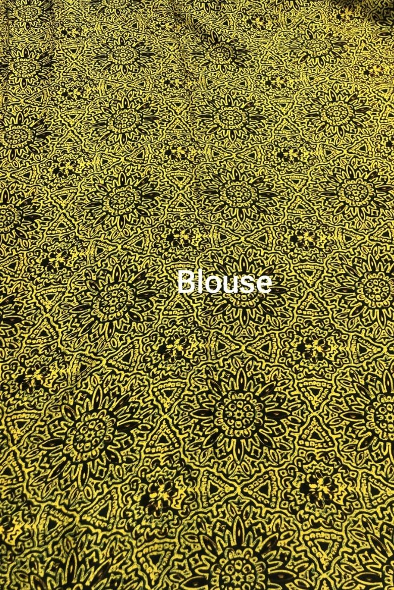 Green Ajrakh Print Satin Modal Silk Saree - Image 4