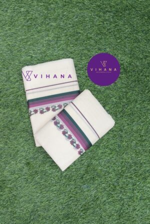 Magenta and Green Multi colored Kara with Floral Design