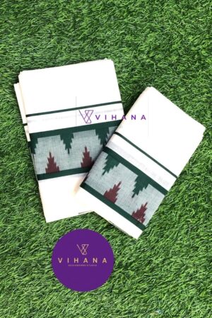 Kerala Cotton Set Mundu with Ikat Border