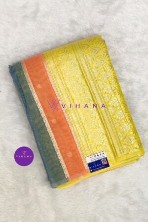 Multicolor Cotton Saree Striped woven Design with Blouse Piece