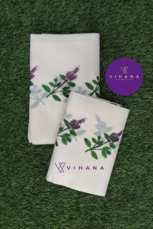 Kerala Cotton Set Mundu With Thulasi Kathir Prints