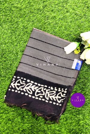 Dark Wine Kota Silk Katwar Batik Print Saree