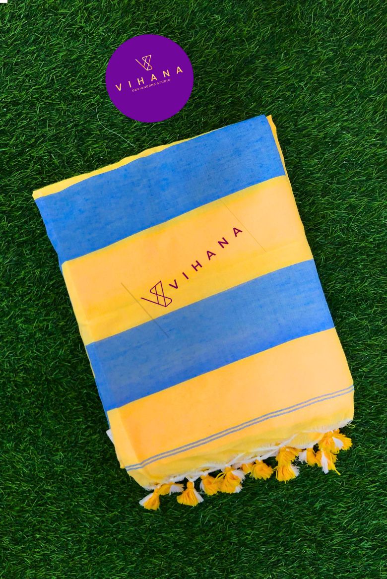 Sun Yellow Cotton Saree - Image 2