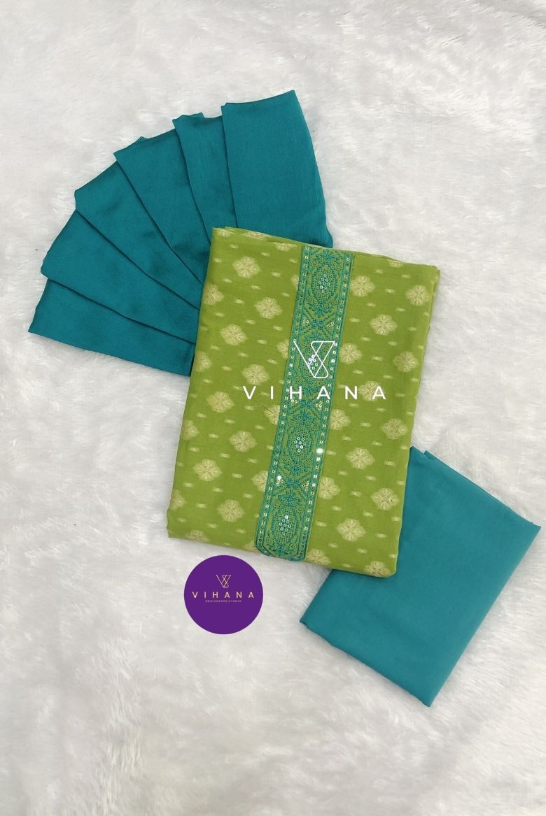 Parrot Green Cotton Salwar Suit Material