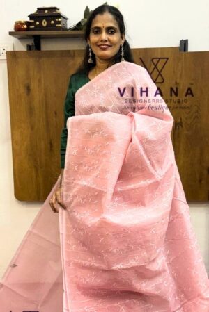 Baby Pink Organza Saree