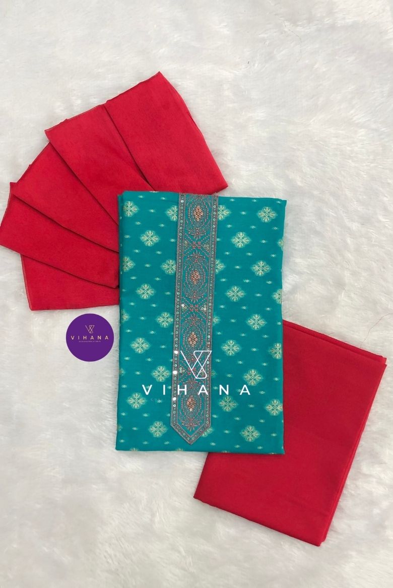 Elegant Blue Cotton Salwar Suit Material