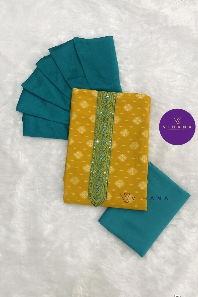 Mustard Yellow Cotton Salwar Suit Material