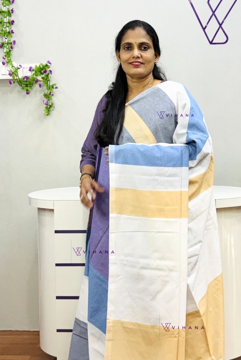 Subtle Grey Cotton Saree