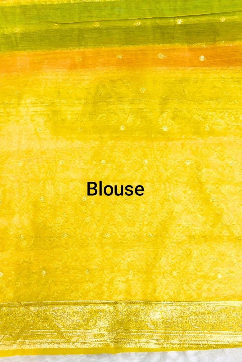 Multicolor Cotton Saree Striped woven Design with Blouse Piece - Image 4