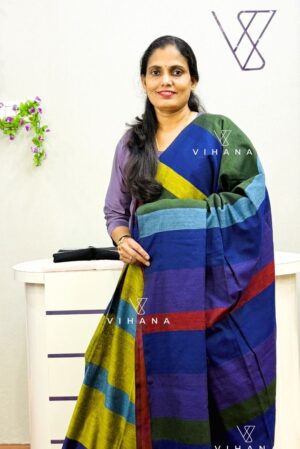 Multi Color Cotton Stripe Saree