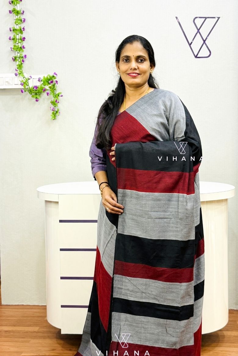 Deep Maroon Cotton Saree