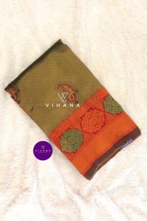 Dark Green Banarasi Saree with Maroon Border