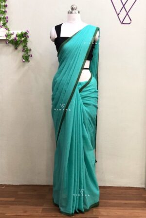 Beautiful Sea Green Saree with Contrasting Green Border