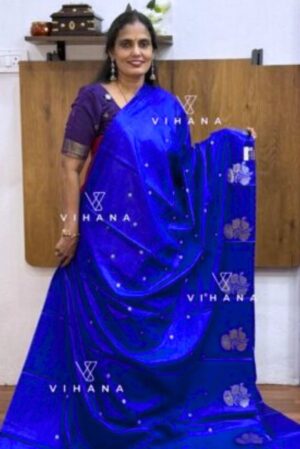 Blue Banarasi Raw Mango Silk Saree