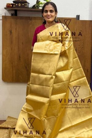 Golden Yellow Banarasi Katan Silk Saree