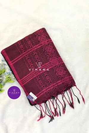 Black and Magenta Begampuri Bengal Cotton Saree