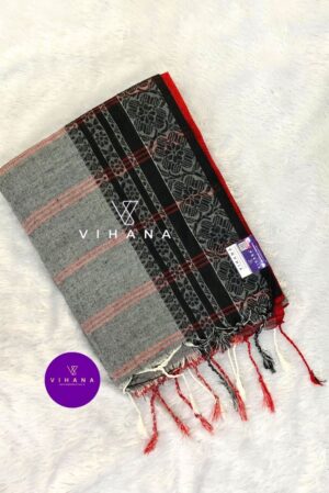 Begampuri Bengal Cotton Saree with Red Black Borders