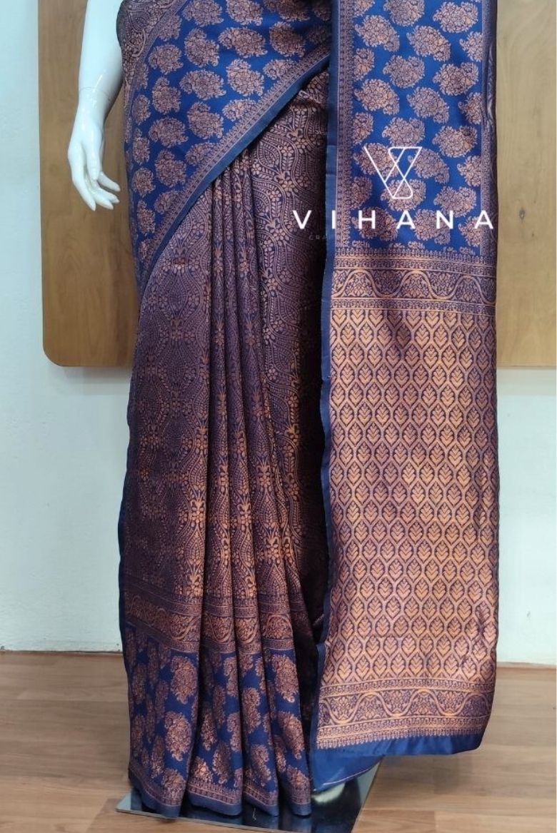 Blue Banarasi Silk Saree - Image 4