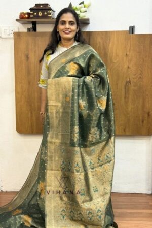 Green Banarasi silk saree
