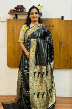 Black Banarasi silk saree