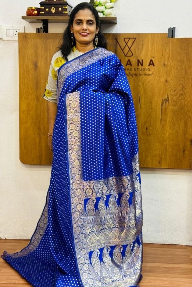 Royal blue Banarasi silk saree