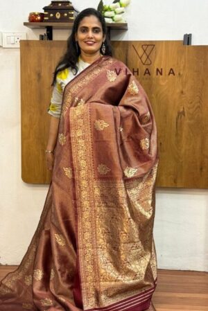 Maroon colour Banarasi silk saree